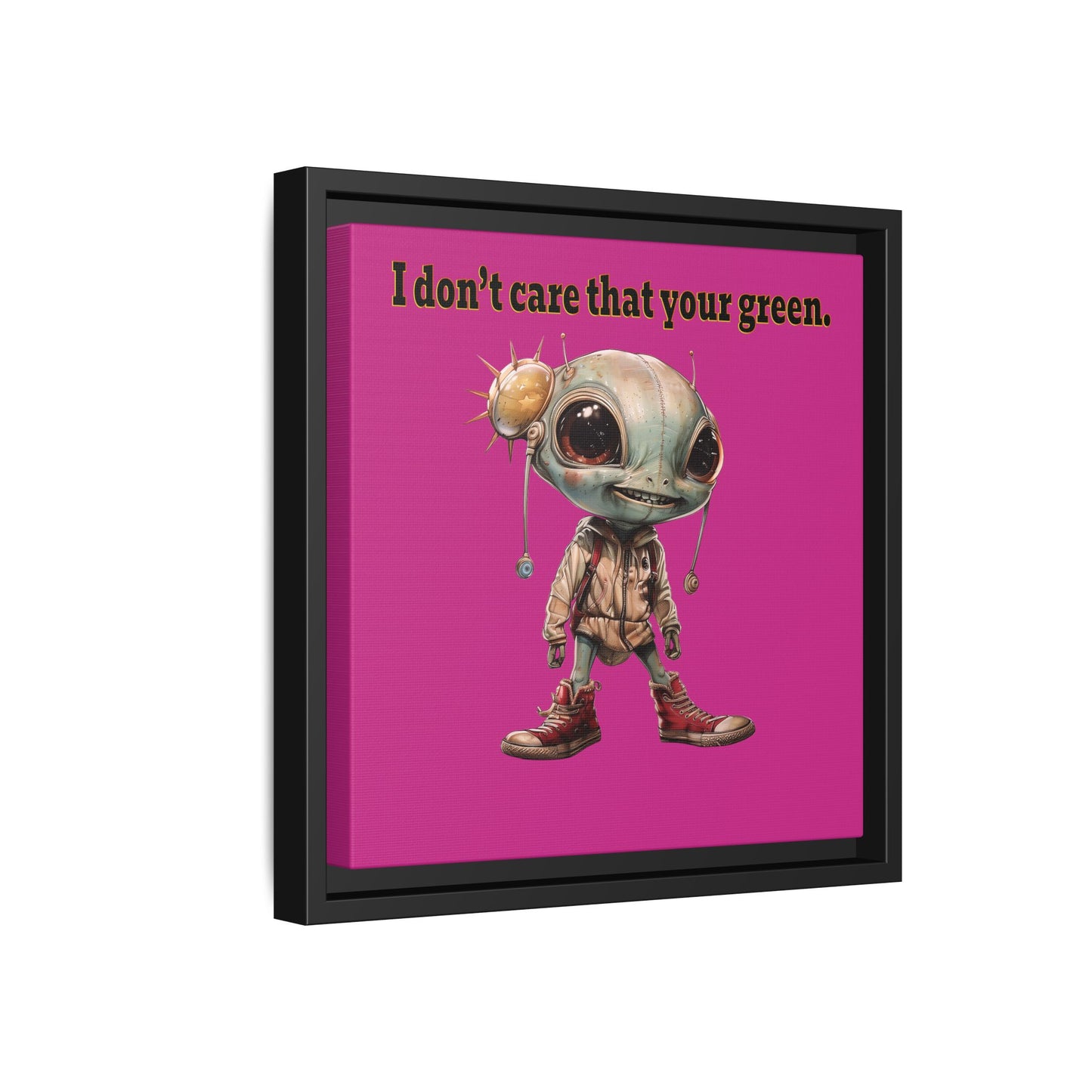 I don't care that your green - framed canvas art (pink)