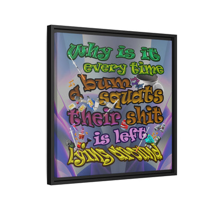 the bum's shit - framed canvas art (grey-pink wave)