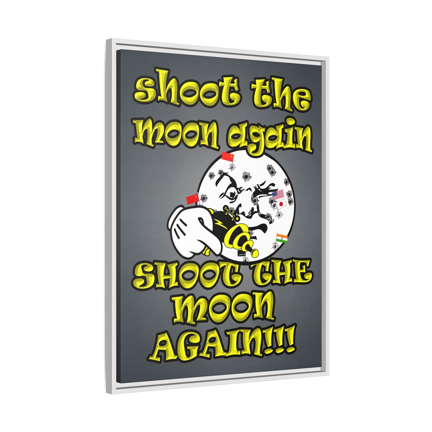 shoot the moon again - framed canvas art (grey-light grey)