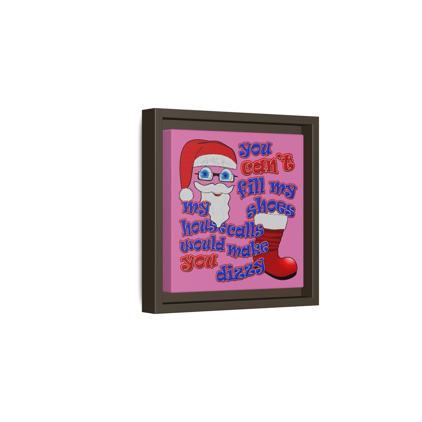 santa's shoes - framed canvas art (light pink)