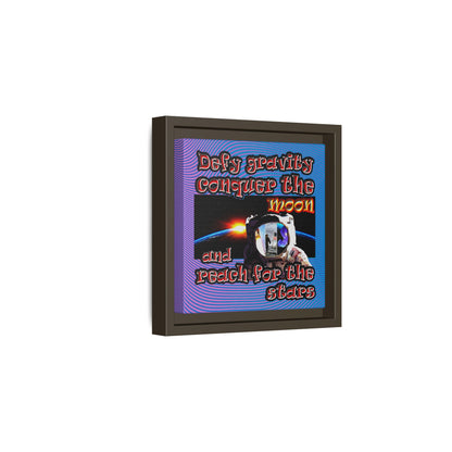 defy conquer reach - framed canvas art (light blue-purple wave)