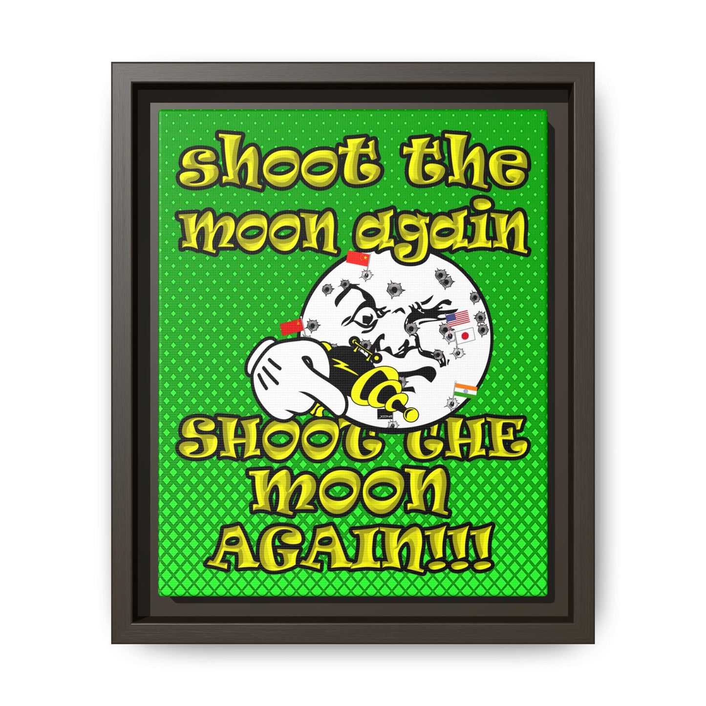 shoot the moon again - framed canvas art (logo green)