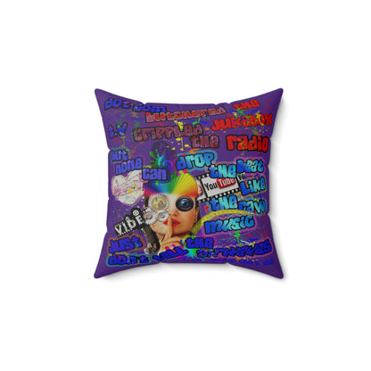 drop the beat - Faux Suede Square Pillow - (purple)