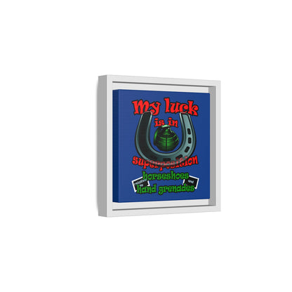 my luck - framed canvas art (dark blue)