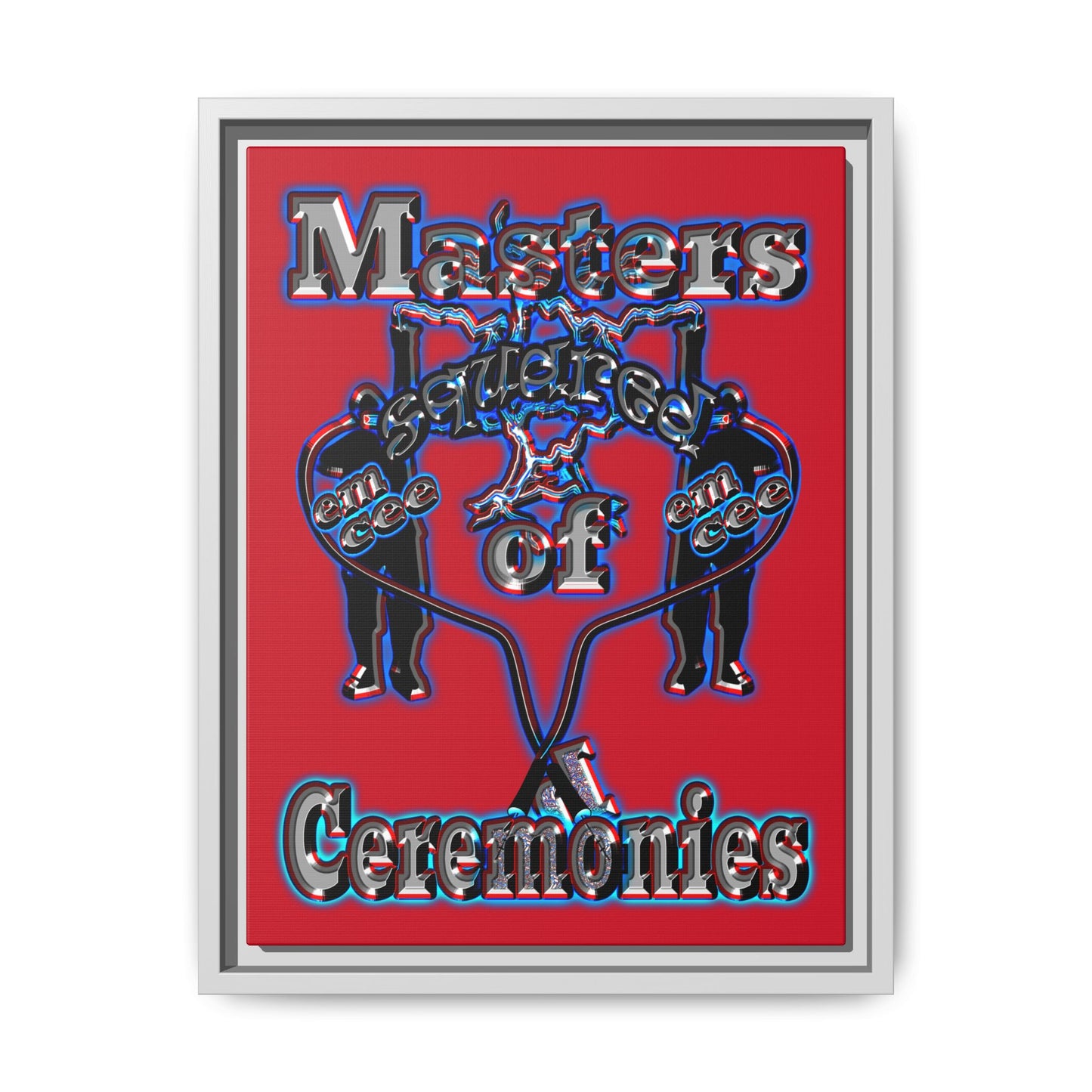 em cee squared - framed canvas art (dark red)