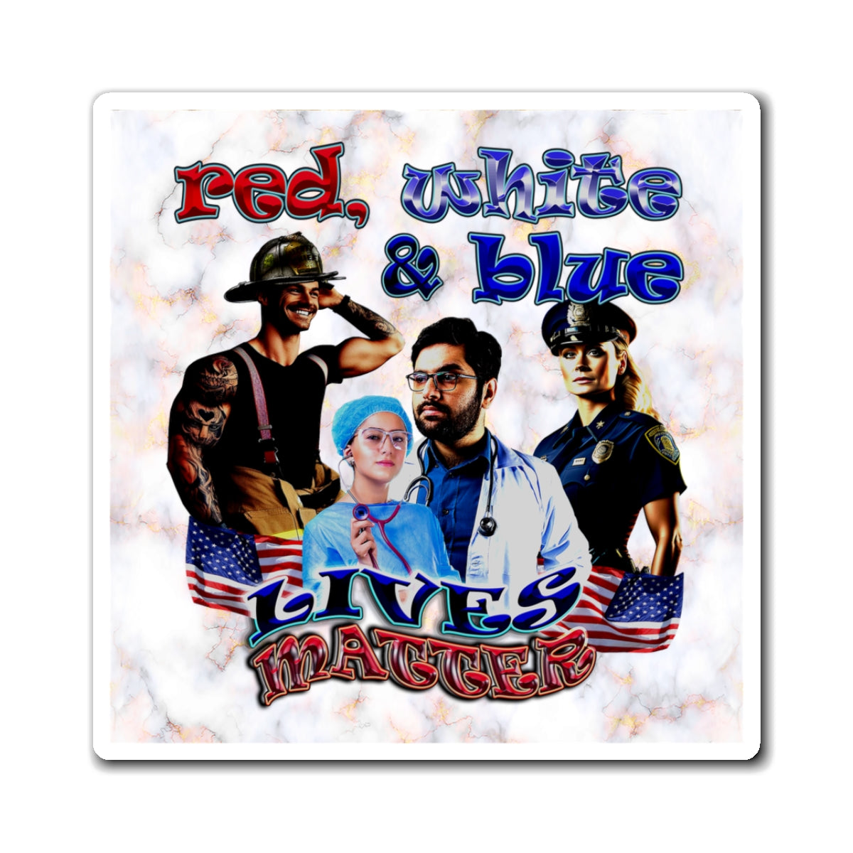 rw&b lives matter - Magnets - (white marble)