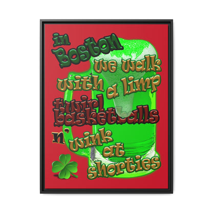 celtics logo - framed canvas art (dark red)