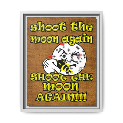 shoot the moon again - framed canvas art (brown papyrus)