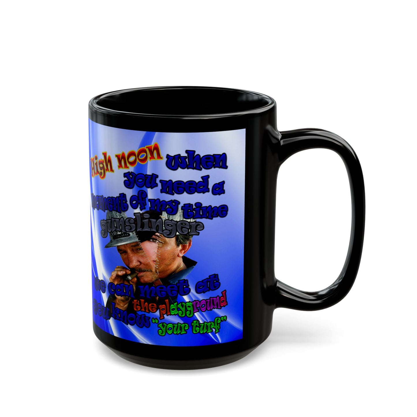 high noon - Black Mug (blue-white wave)