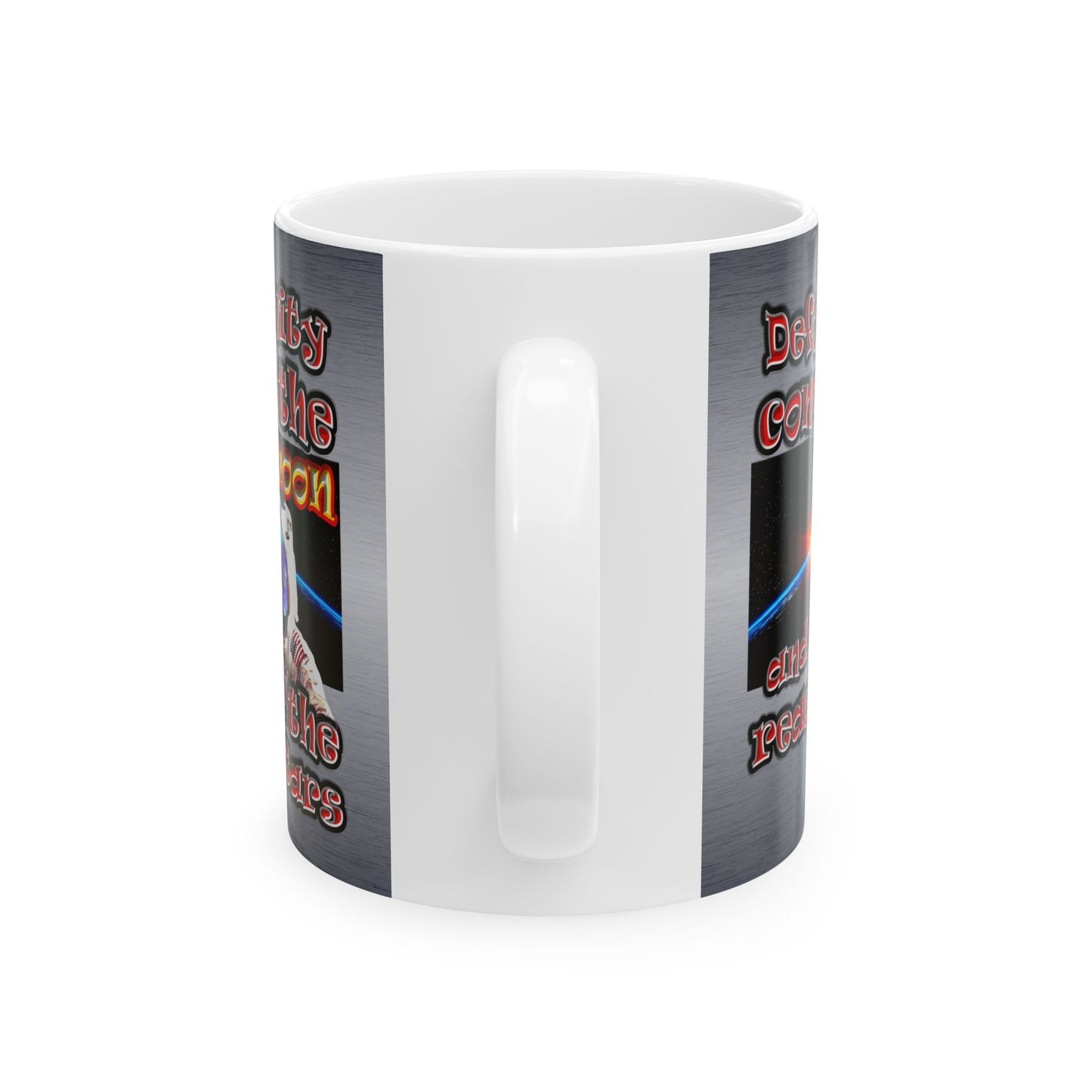 defy conquer reach - White Mug (brushed nickel)