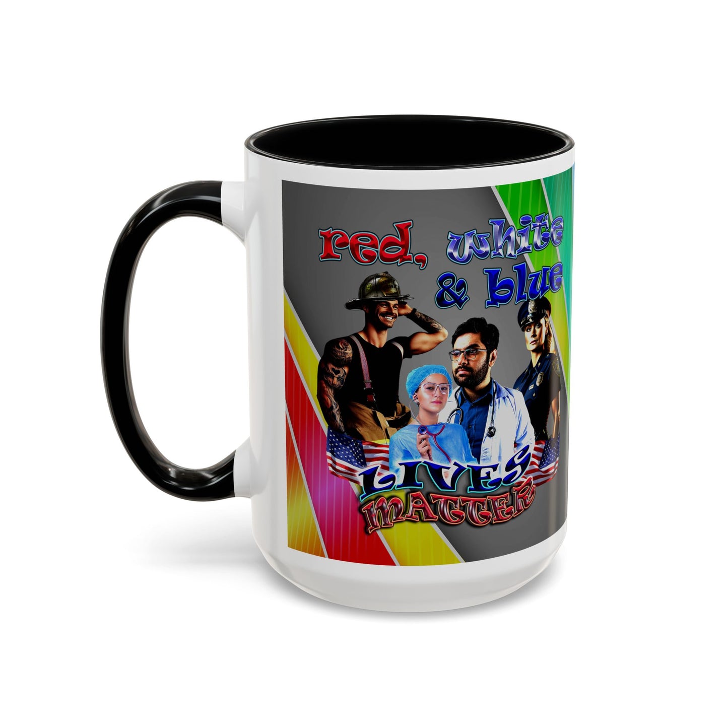rw&b lives matter - Accent Mug (rainbow split)