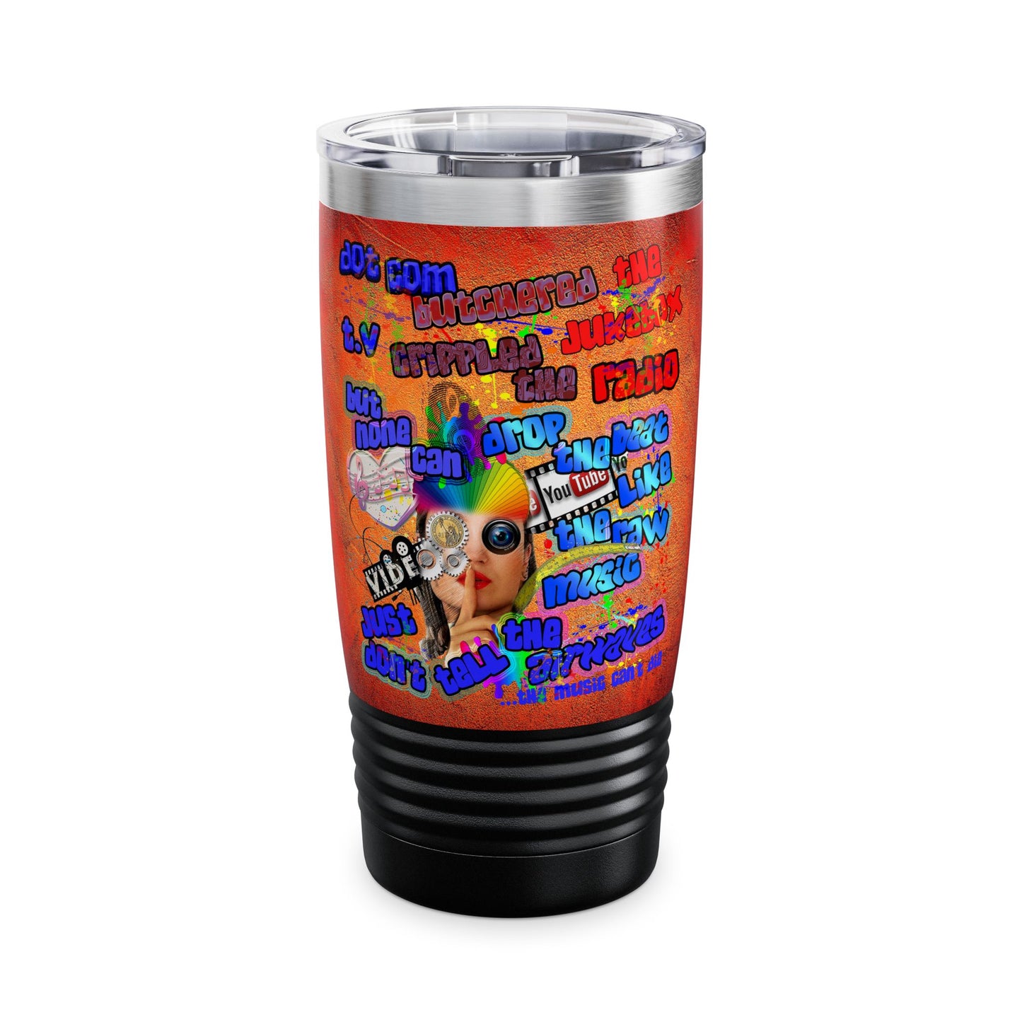 drop the beat - Ringneck Tumbler, 20oz  (burnt orange)