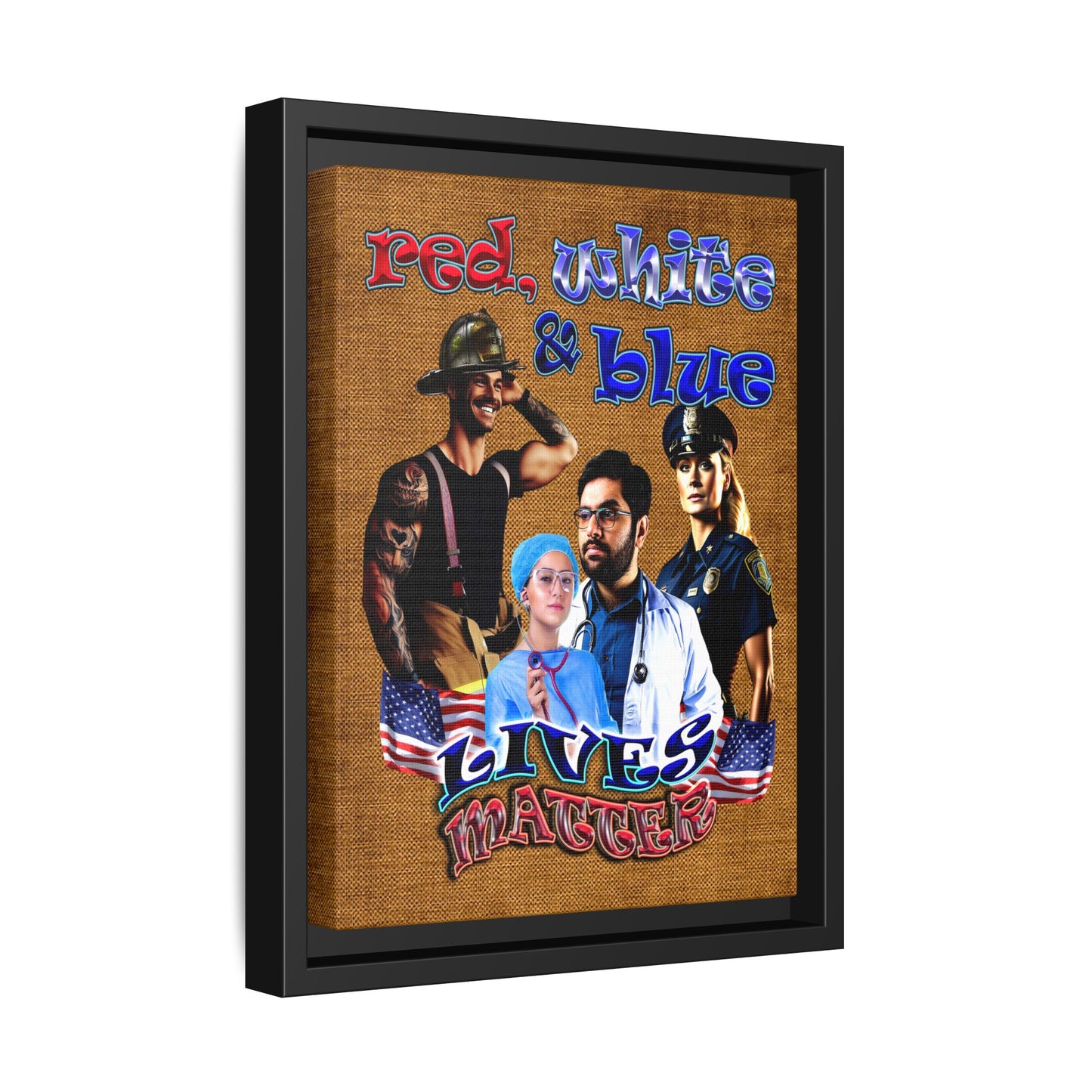 rw&b lives matter - framed canvas art (brown papyrus)