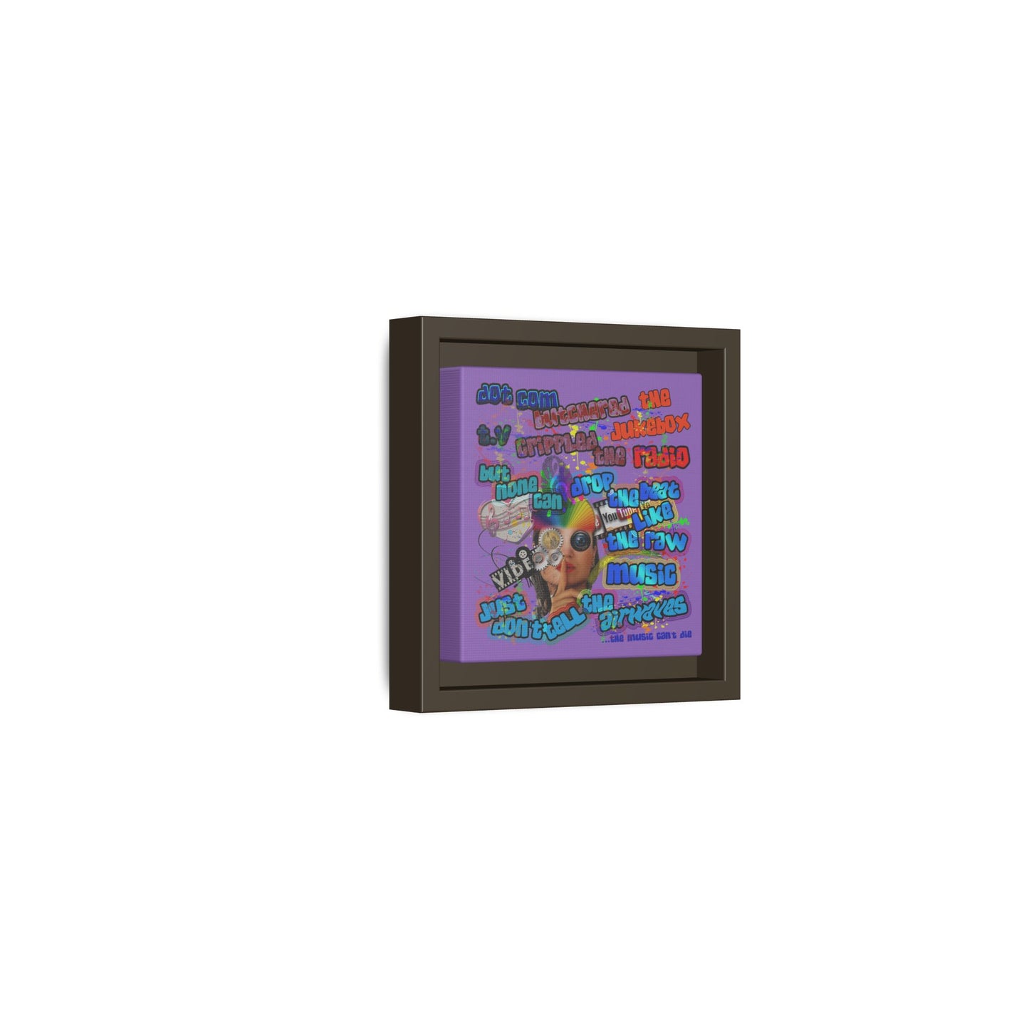 drop the beat - framed canvas art (light purple)