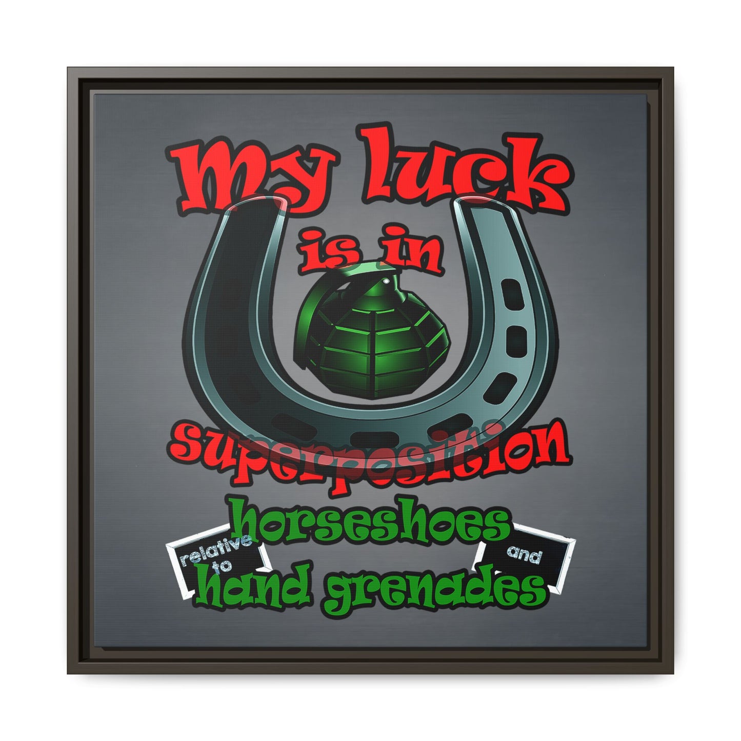 my luck - framed canvas art (grey-light grey)