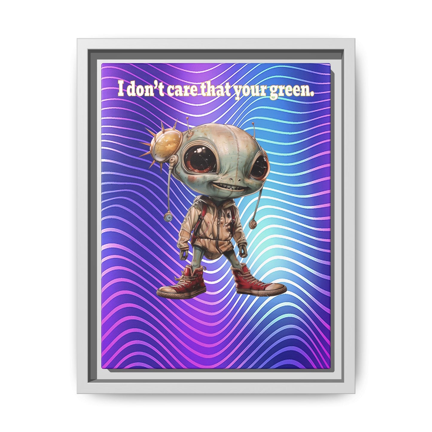 I don't care that your green - framed canvas art (purple wave)