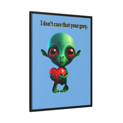 I don't care that your grey - framed canvas art (light blue)