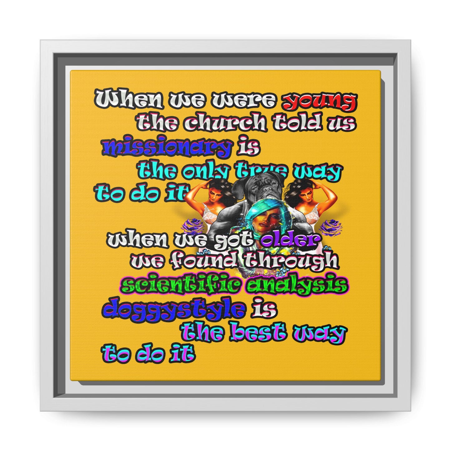doggystyle - framed canvas art (yellow)