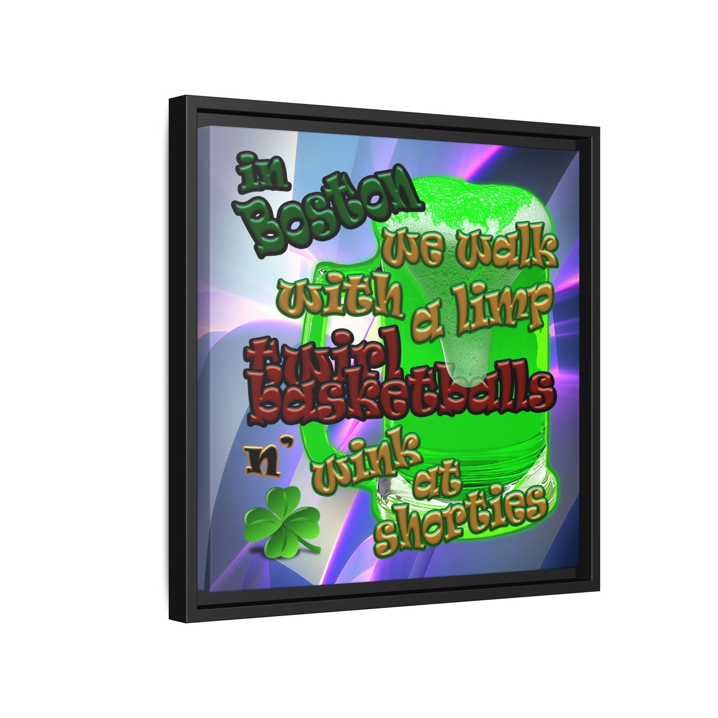 celtics logo - framed canvas art (grey-pink wave)