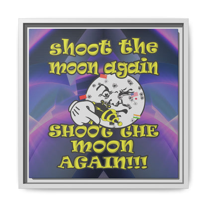 shoot the moon again - framed canvas art (grey-pink wave)