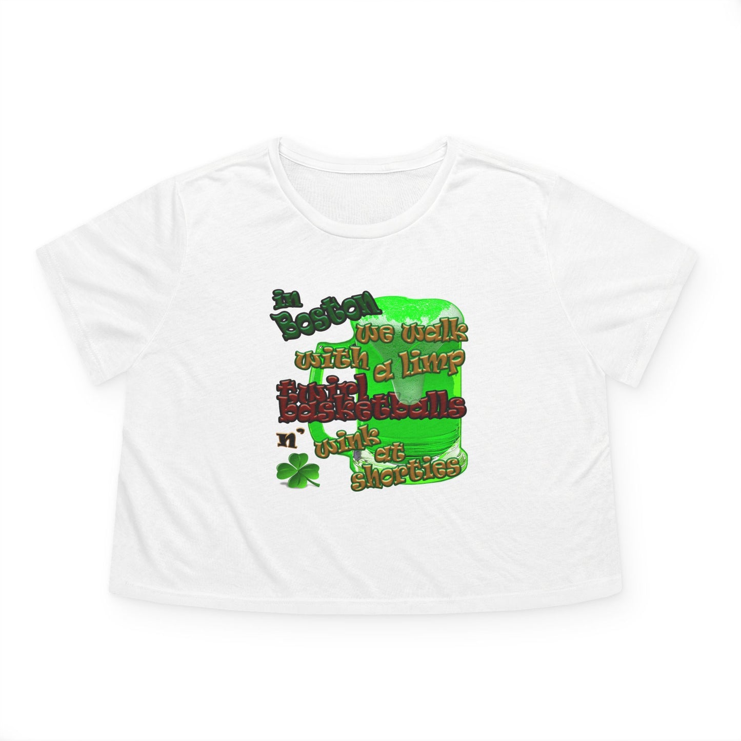 celtics logo - Women's Flowy Cropped Tee