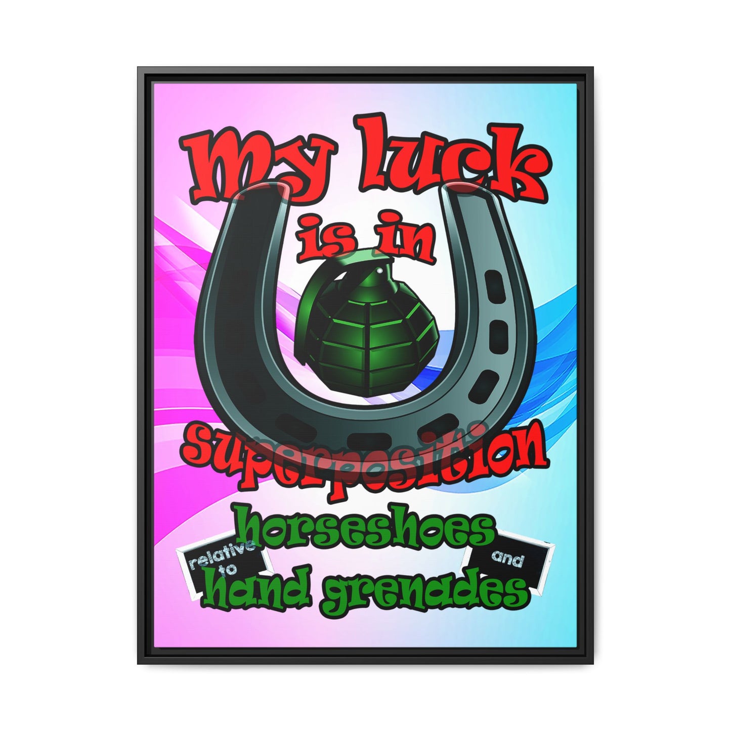 my luck - framed canvas art (light blue-pink wave)