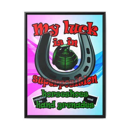 my luck - framed canvas art (light blue-pink wave)