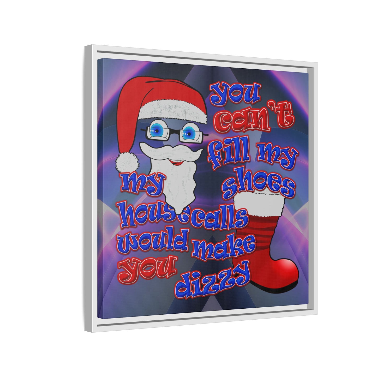 santa's shoes - framed canvas art (grey-pink wave)