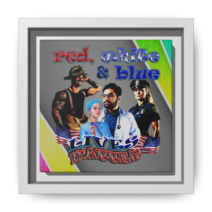 rw&b lives matter - framed canvas art (rainbow split)