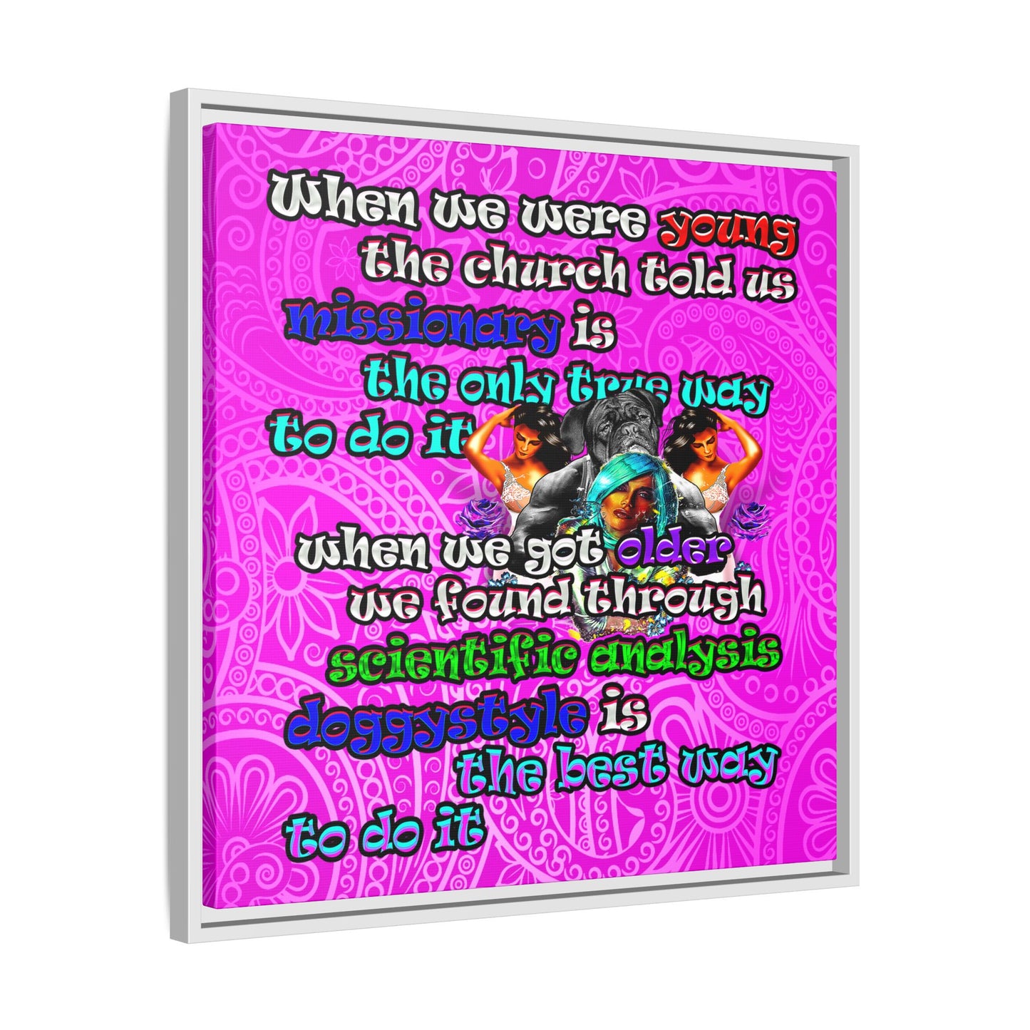 doggystyle - framed canvas art (pink swirl)