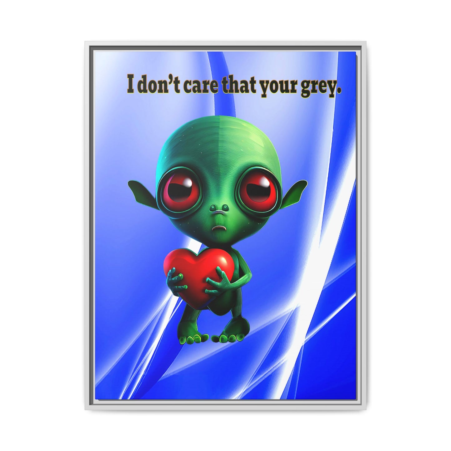 I don't care that your grey - framed canvas art (blue-white wave)