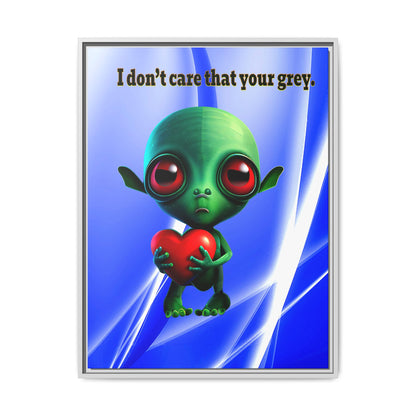 I don't care that your grey - framed canvas art (blue-white wave)