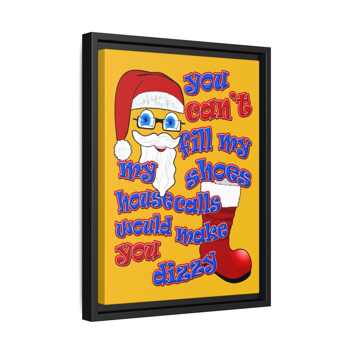 santa's shoes - framed canvas art (yellow)
