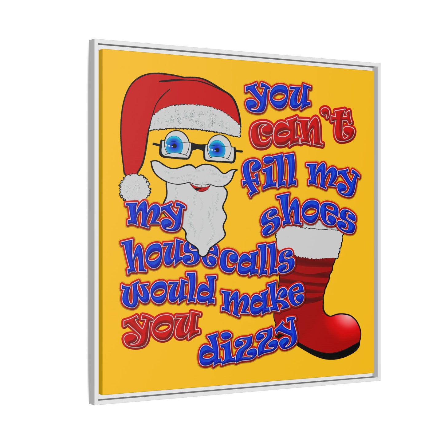 santa's shoes - framed canvas art (yellow)