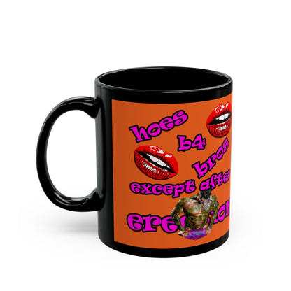 hoes b4 bros - Black Mug (orange)
