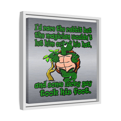turtle race - framed canvas art (brushed nickel)