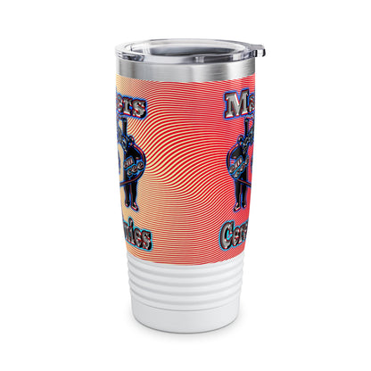em cee squared - Ringneck Tumbler, 20oz (yellow-orange wave)