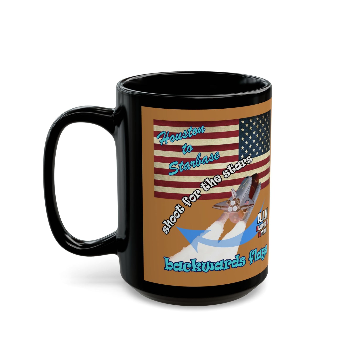 shoot for the stars - Black Mug (light brown)