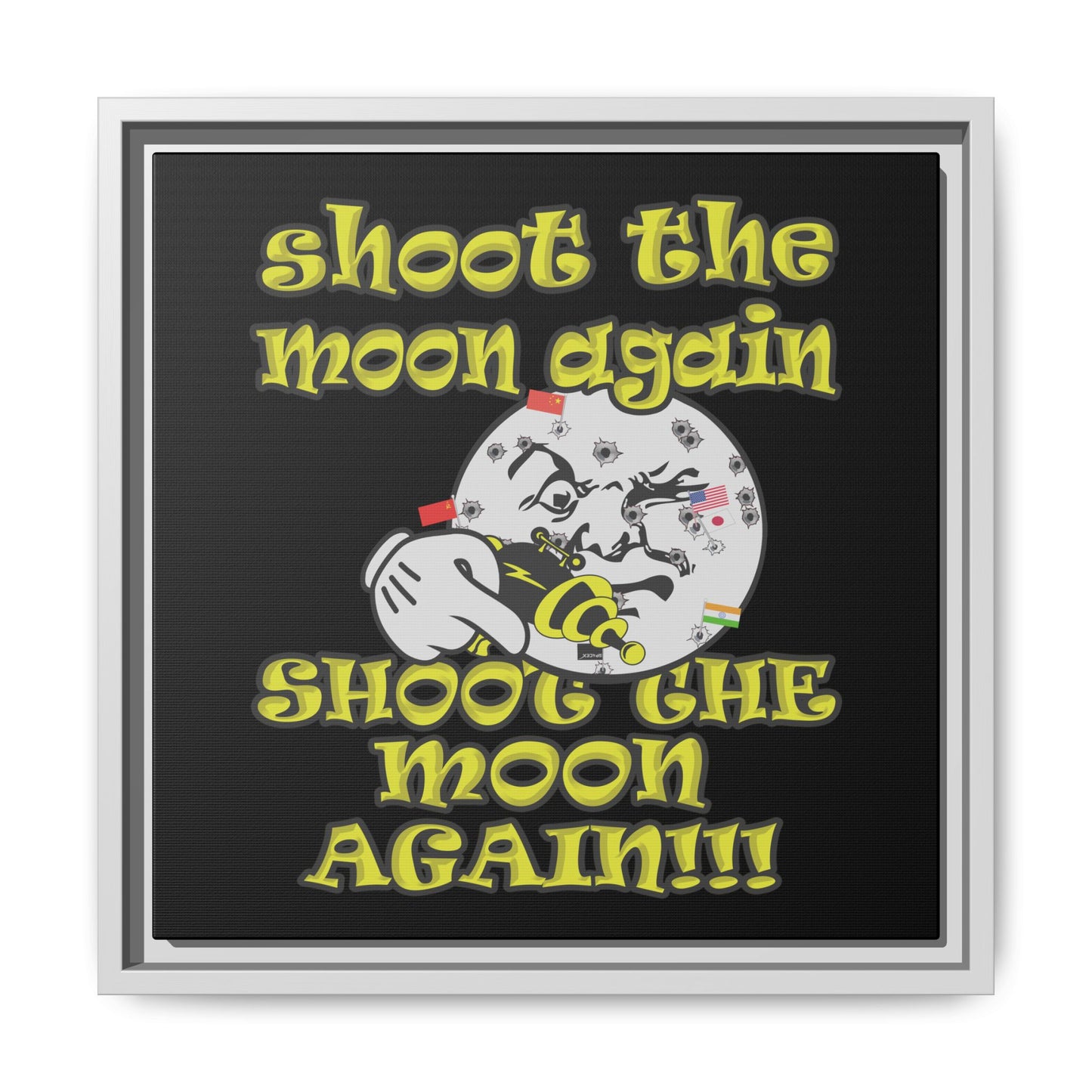 shoot the moon again - framed canvas art (black)