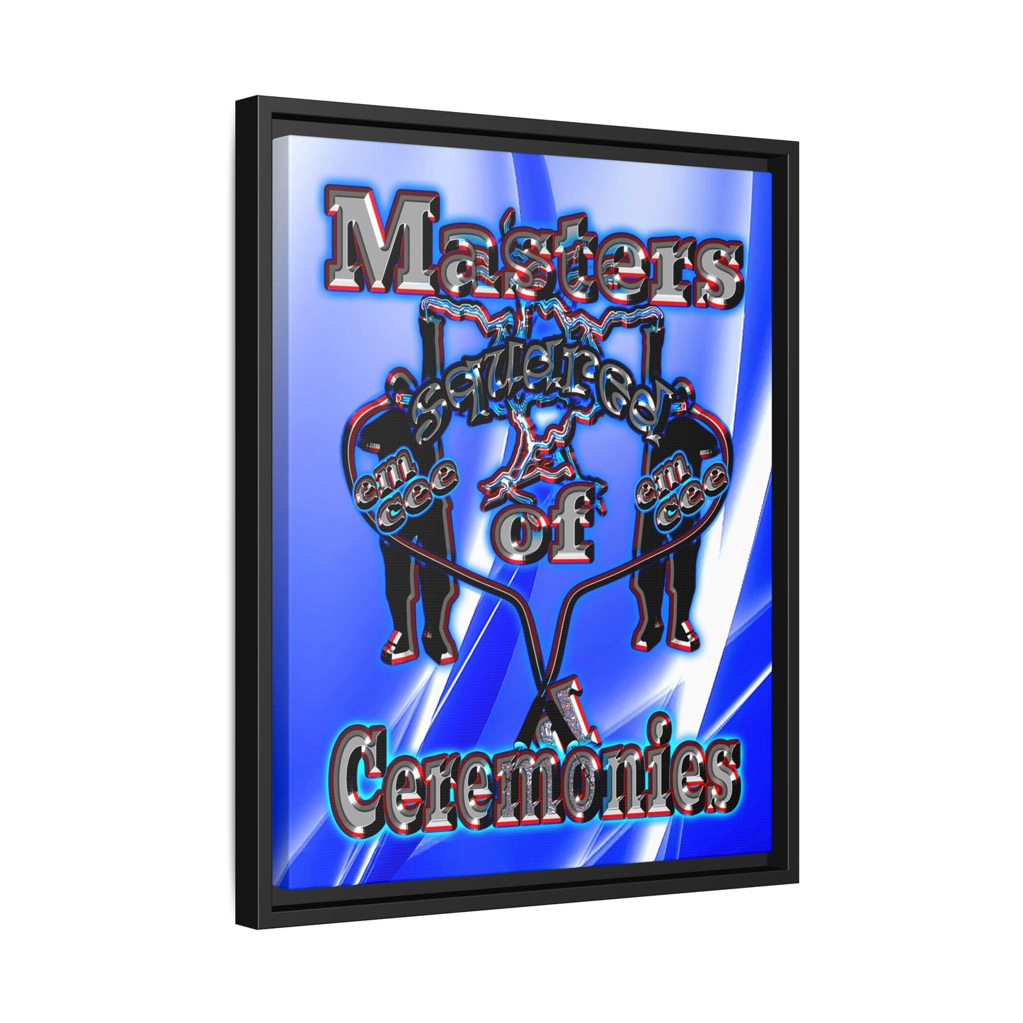 em cee squared - framed canvas art (blue-white wave)