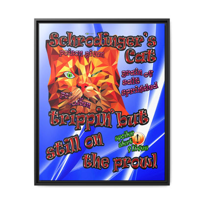 schrodinger's cat - framed canvas art (blue-white wave)