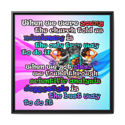 doggystyle - framed canvas art (light blue-pink wave)