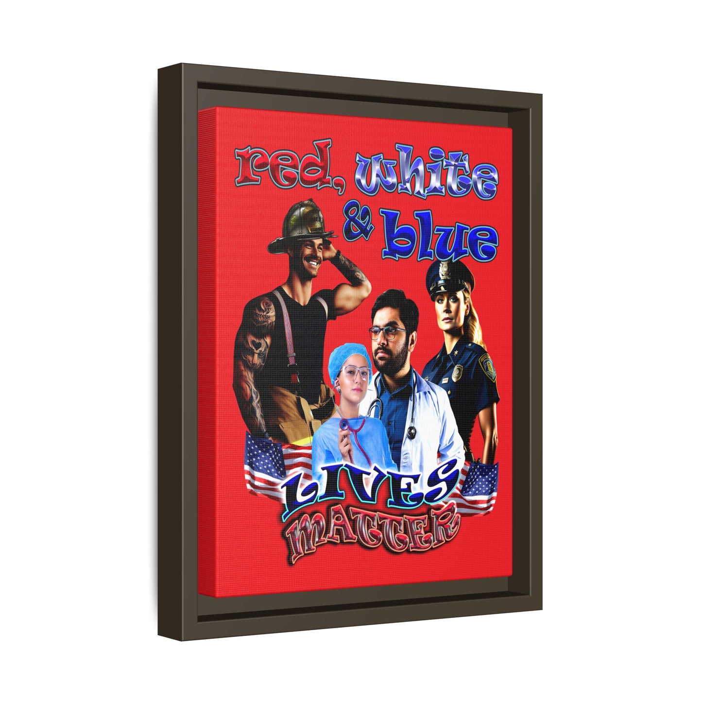rw&b lives matter - framed canvas art (red)