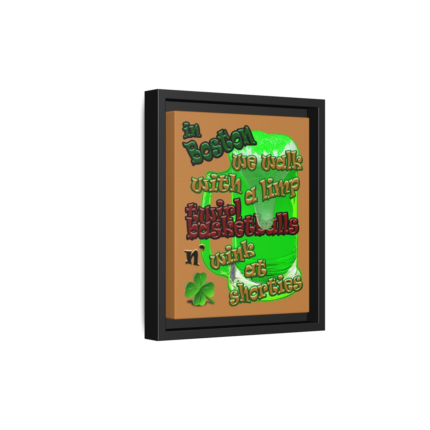 celtics logo - framed canvas art (light brown)