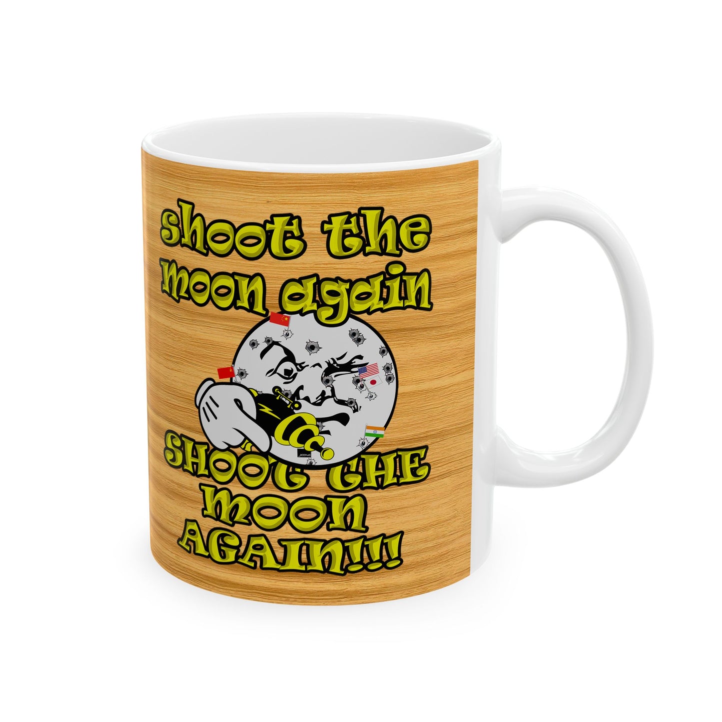 shoot the moon again - White Mug (butterscotch wood finish)