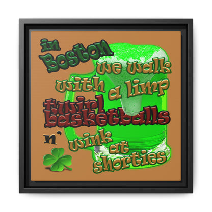 celtics logo - framed canvas art (light brown)
