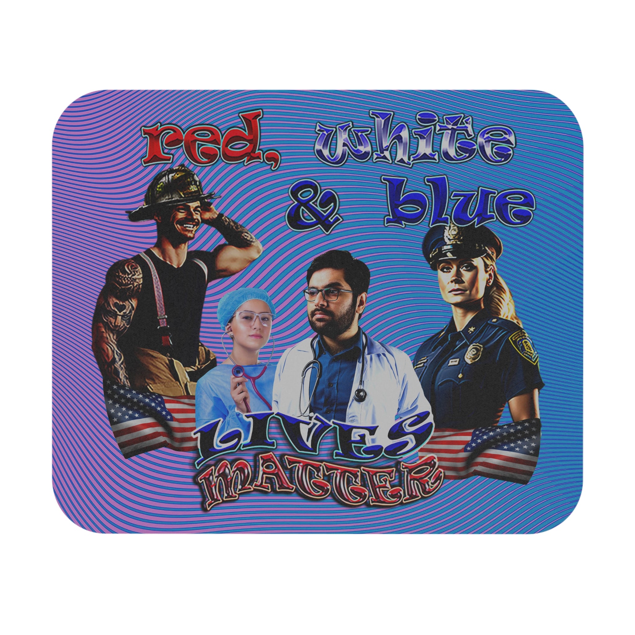 rw&b lives matter - Mouse Pad (Rectangle) (light blue-purple wave)