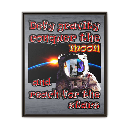 defy conquer reach - framed canvas art (brushed nickel)