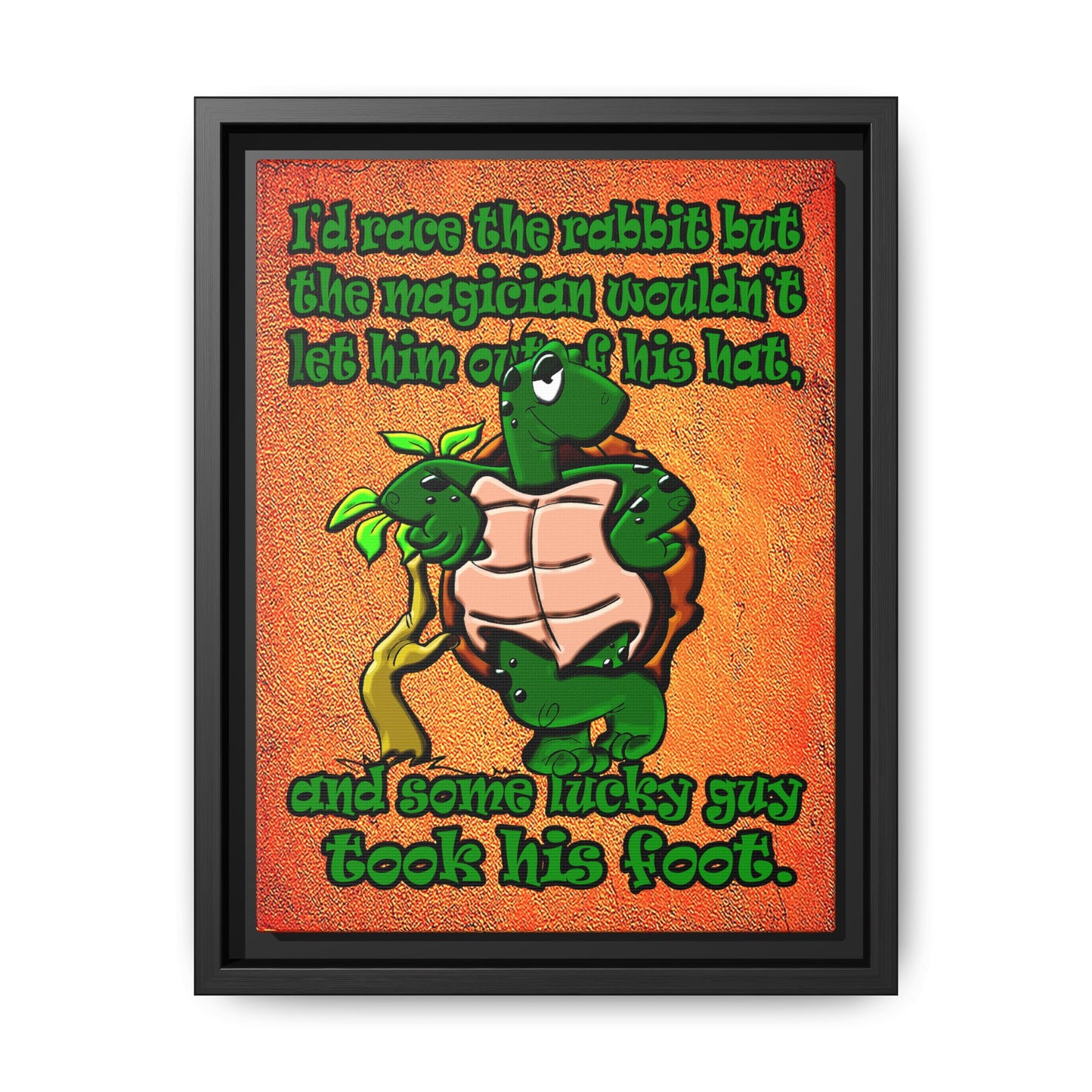 turtle race - framed canvas art (burnt orange)