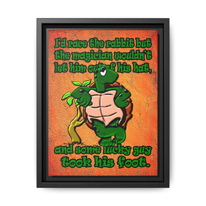 turtle race - framed canvas art (burnt orange)